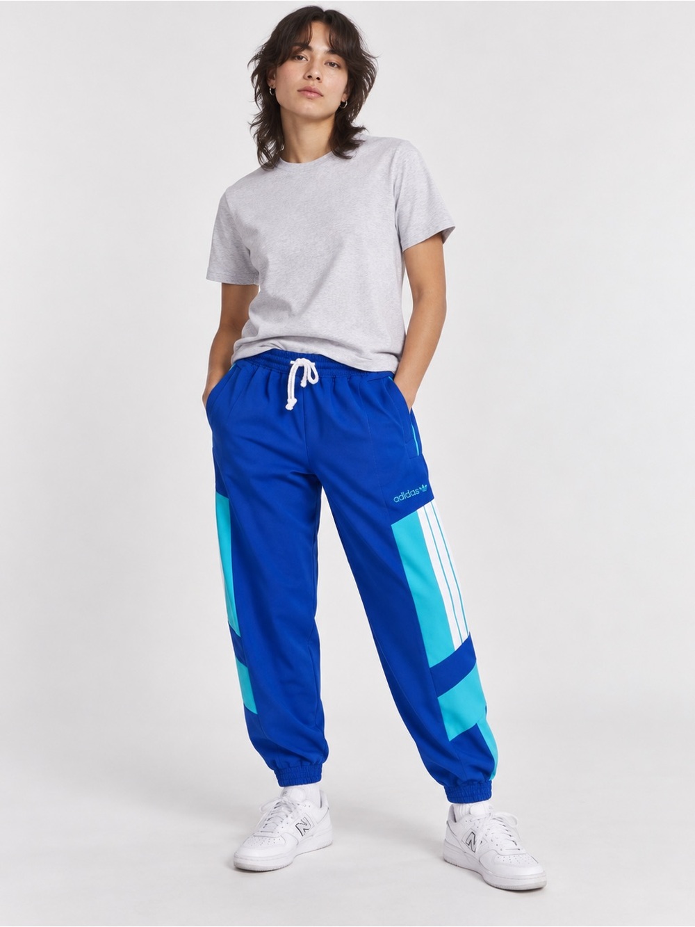 adidas Blue and Aqua Colorblock Track Joggers